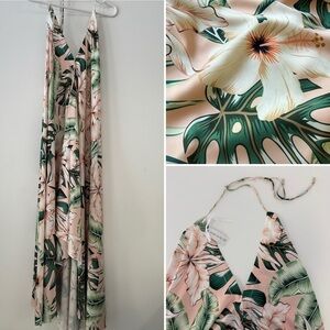 Wrap Up by Valerie Perez Pink & Green Tropical Hawaiian Infinity Maxi Dress